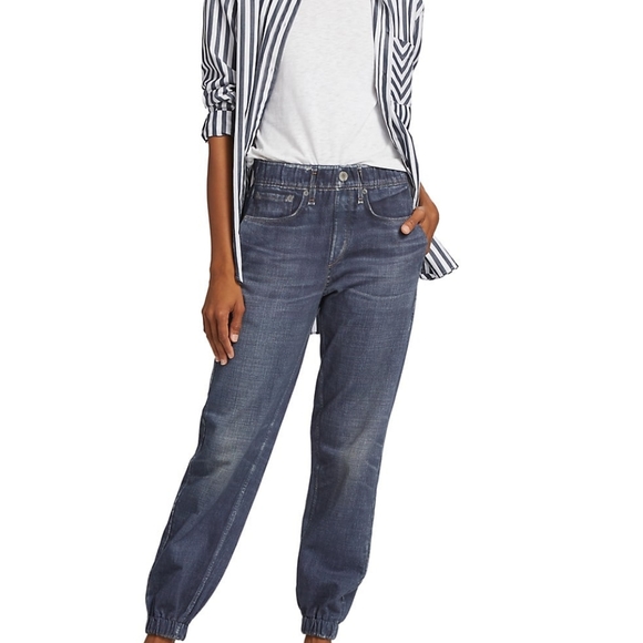 rag & bone Pants - Rag & Bone New York Jogger XL Jersey Cotton Elastic Waist Pull On Denim Print
